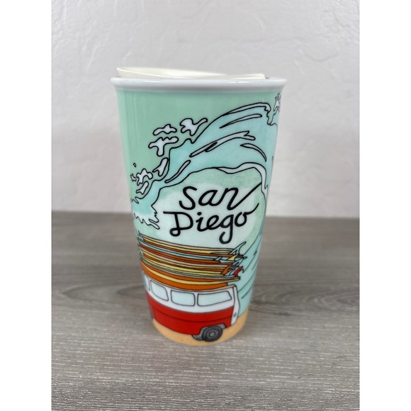 Starbucks Other - Starbucks San Diego Local Collection Ceramic Traveler Tumbler Mug 12oz Surf Van
